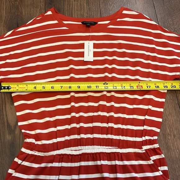 NWT Banana republic t shirt dress orange and white size medium - Picture 3 of 7